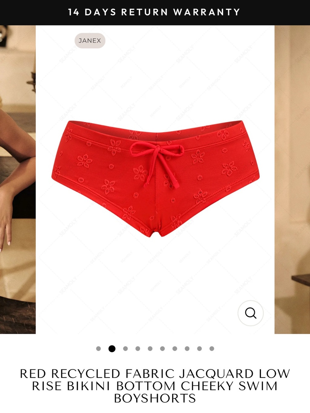 Seamolly Red Jacquard Low-Rise Bikini Boyshorts